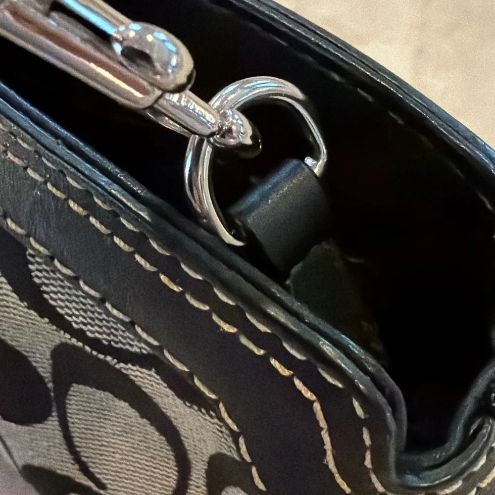 Coach Signature Turnlock Canvas and Leather Shoulder Bag - Picture 5 of 8